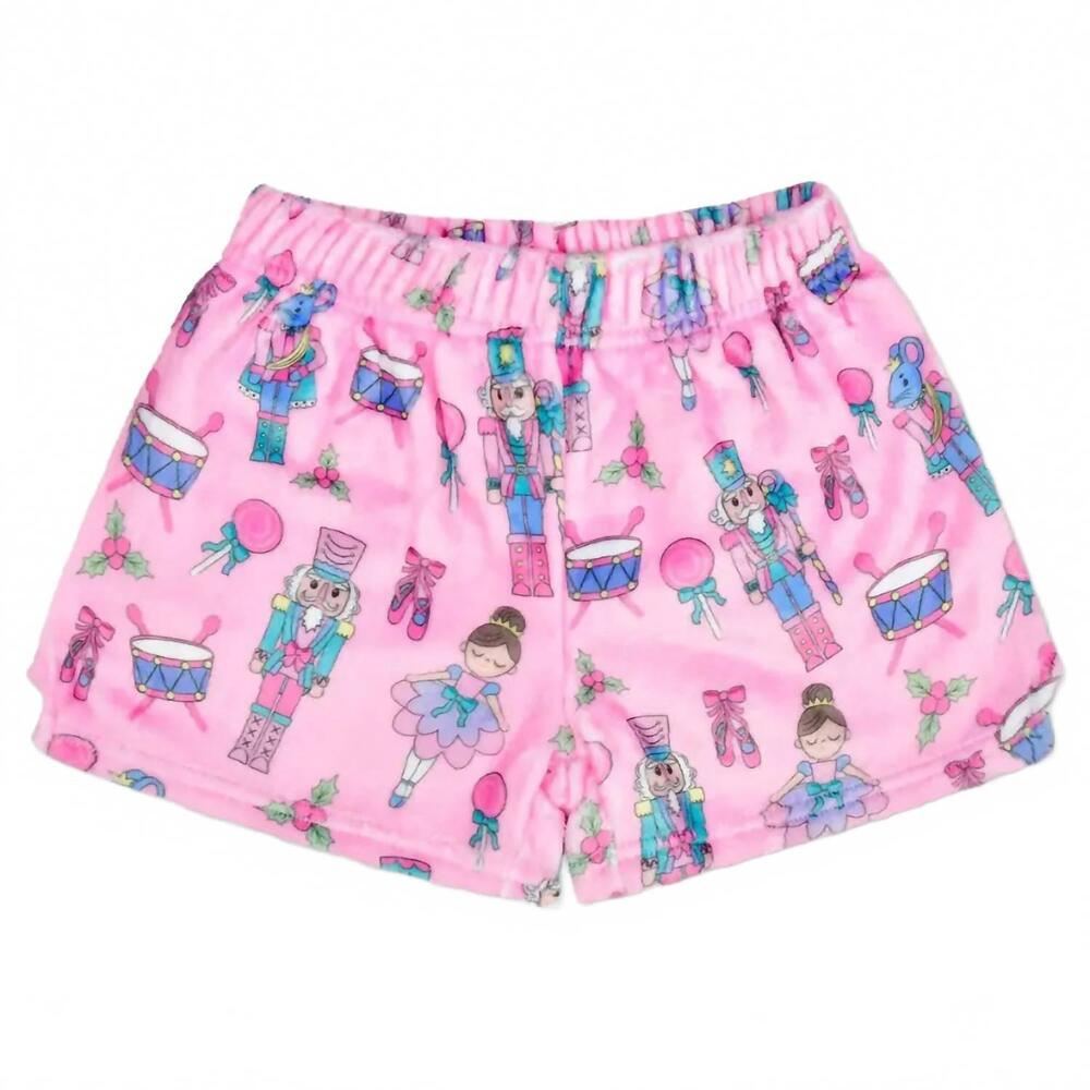 NEW ISCREAM women's nutcracker waltz plush shorts in pink